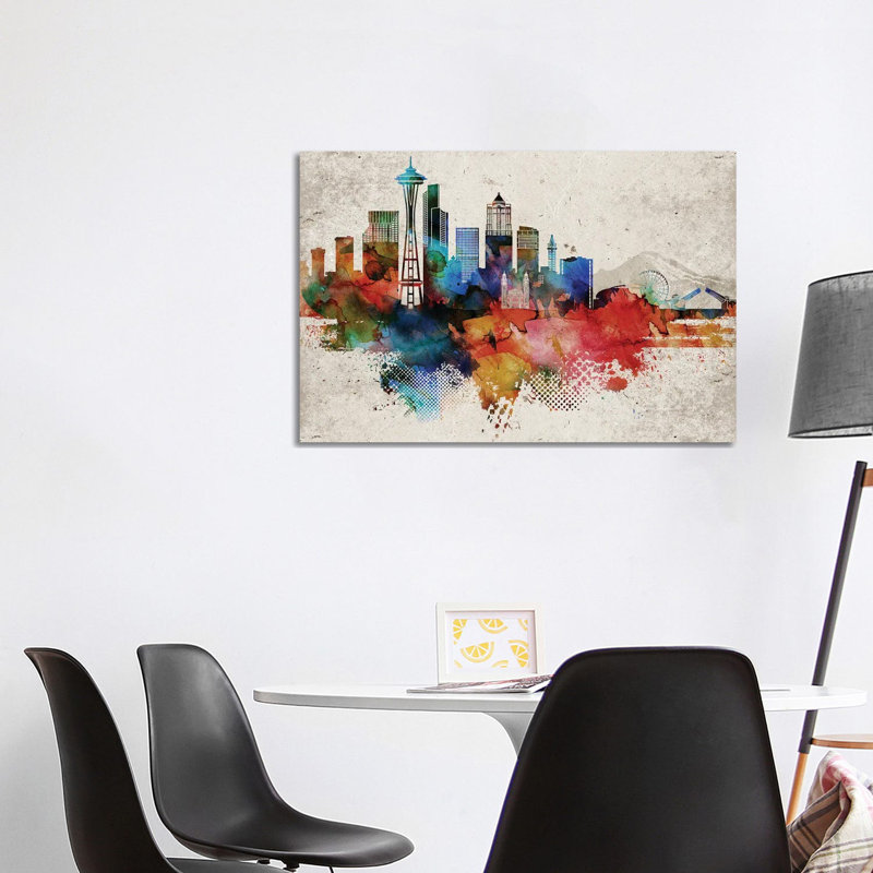 Seattle Abstract 1 Piece Wrapped Canvas Painting, 101.6 cm H x 66.04 cm W