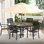 Table de salle à manger d'extérieur ronde pour 4 à 6 personnes, en acier toutes saisons avec trou pour parasol, table de patio moderne au bord de la piscine et au bord de la piscine, dimensions en acier de 40,6 po x 40,6 po, terrasse de jardin adaptée