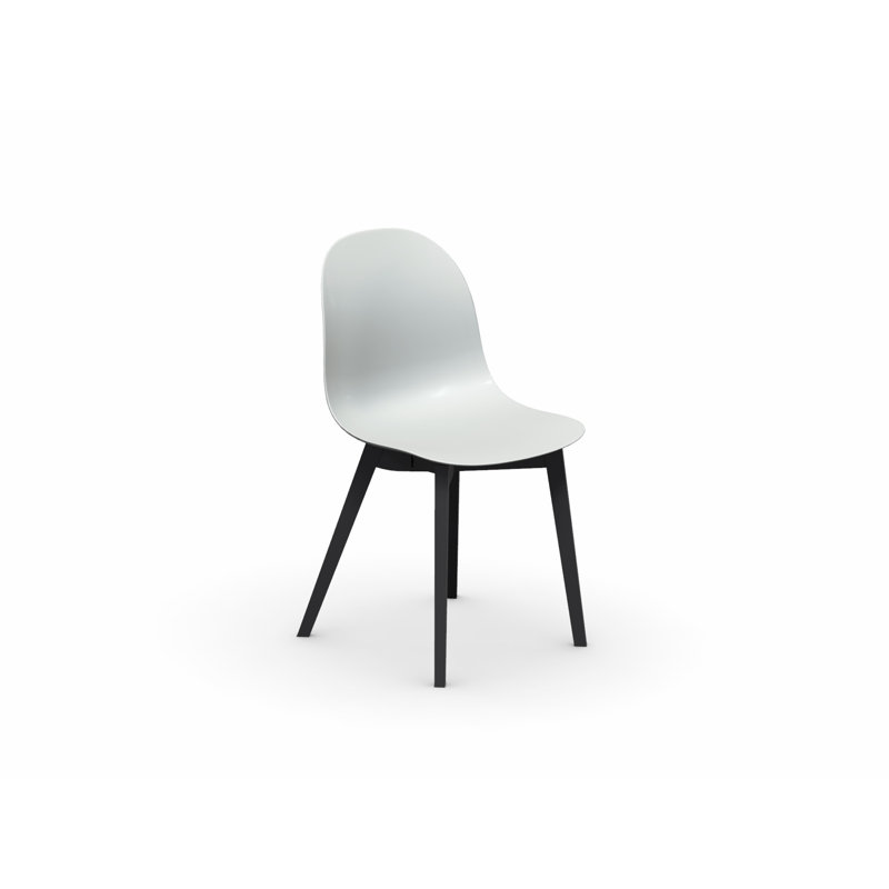 Academy Side Chair with Wooden Frame, Matte Optic White, Graphite