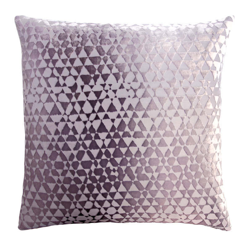 Triangles Square Velvet Pillow Cover & Insert, Thistle, 18" x 18"