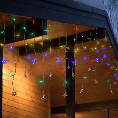 LED Stars Icicle Christmas Lights - Multi-Colour - 29.5' Clear Wire - 400Ct