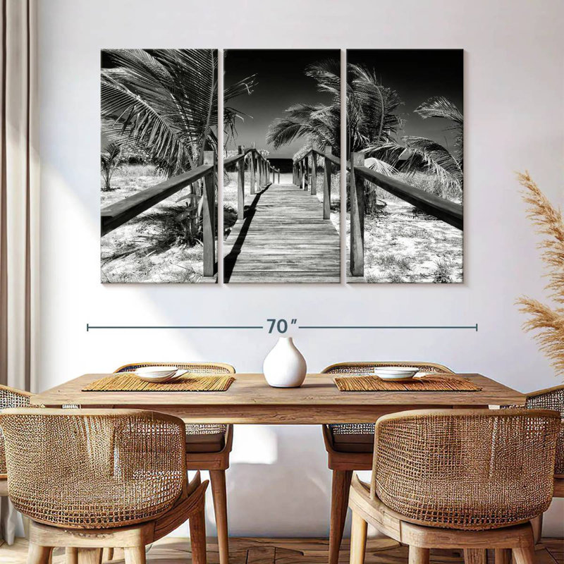 Gillard Cuba Fuerte - Jetée en bois, plage tropicale BW I, H 28 po x l 45 po