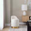 Tabouret de coiffeuse avec pivot - velours crème - base en métal doré - couvercle de rangement amovible-783249859