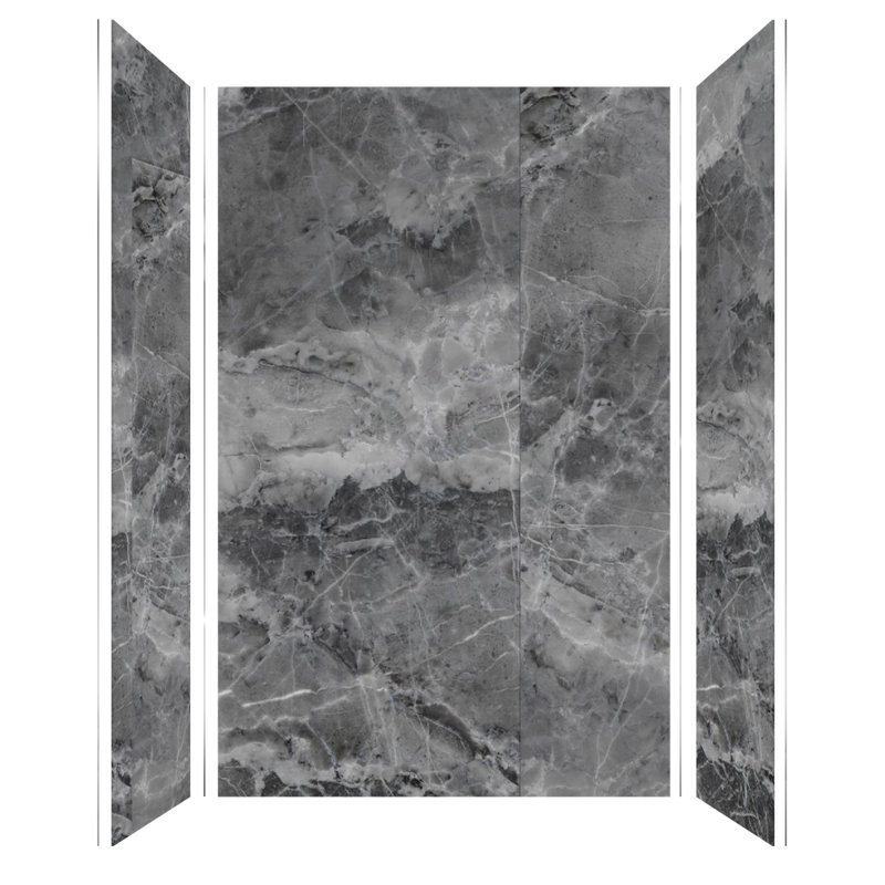 Titan W D 96'' H Glue Up Solid Surface Wall, Maelstrom Gray Glossy, 96'' H x 64'' W x 48'' D