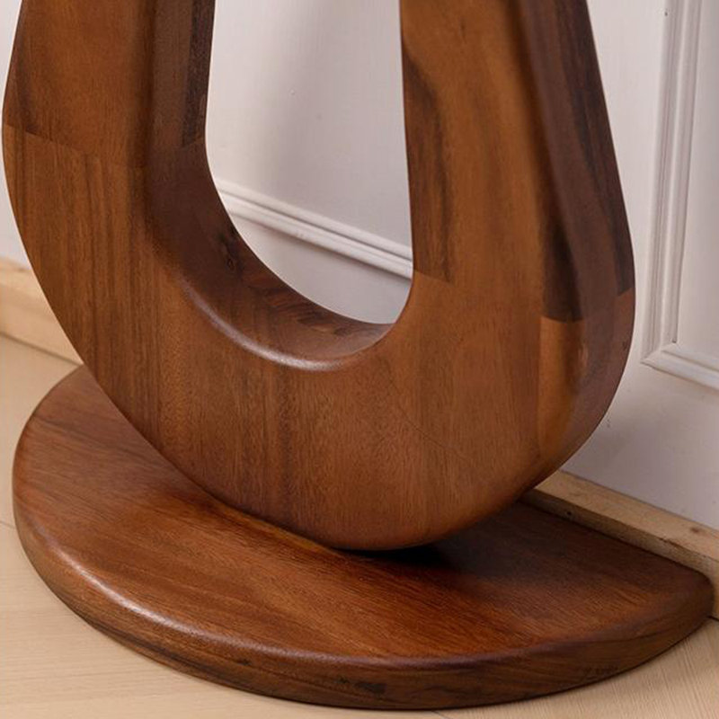 Table d'entrée moderne semi-circulaire, Noyer clair, H 31,5 po x l 23,6 po x P 11,8 po