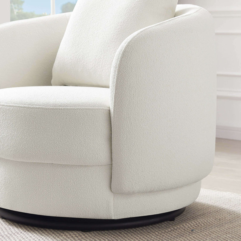 Fauteuil demi-tonneau l 34 po Aziel, Beige Boucle