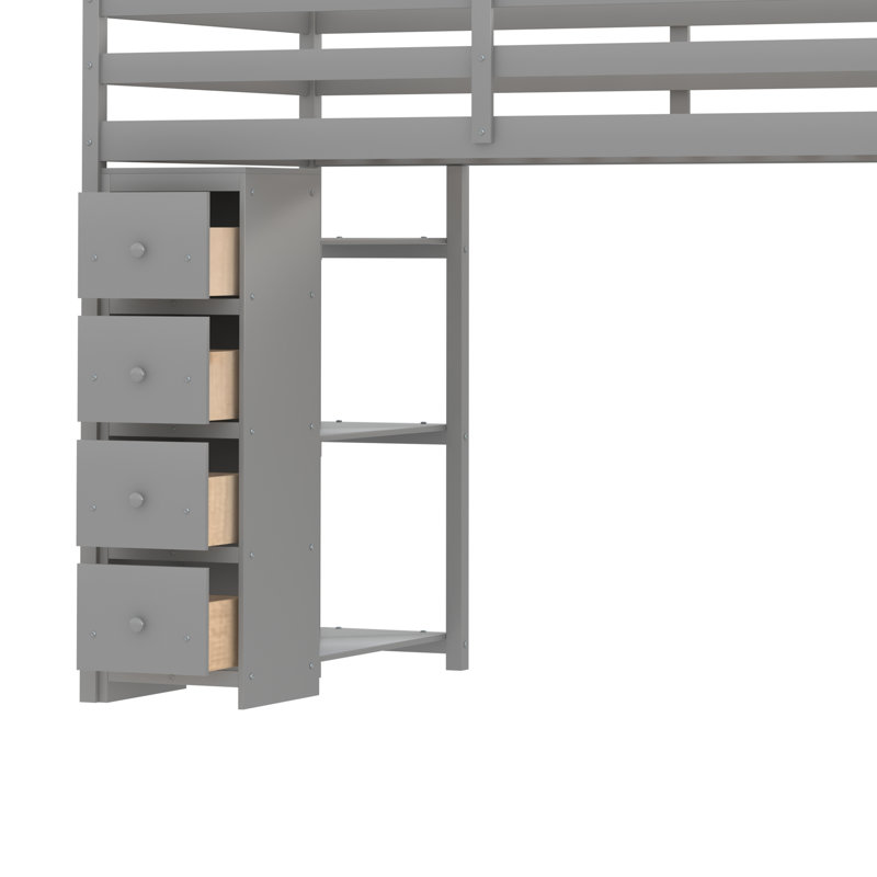 Lit mezzanine simple Ohlone Kids, gris