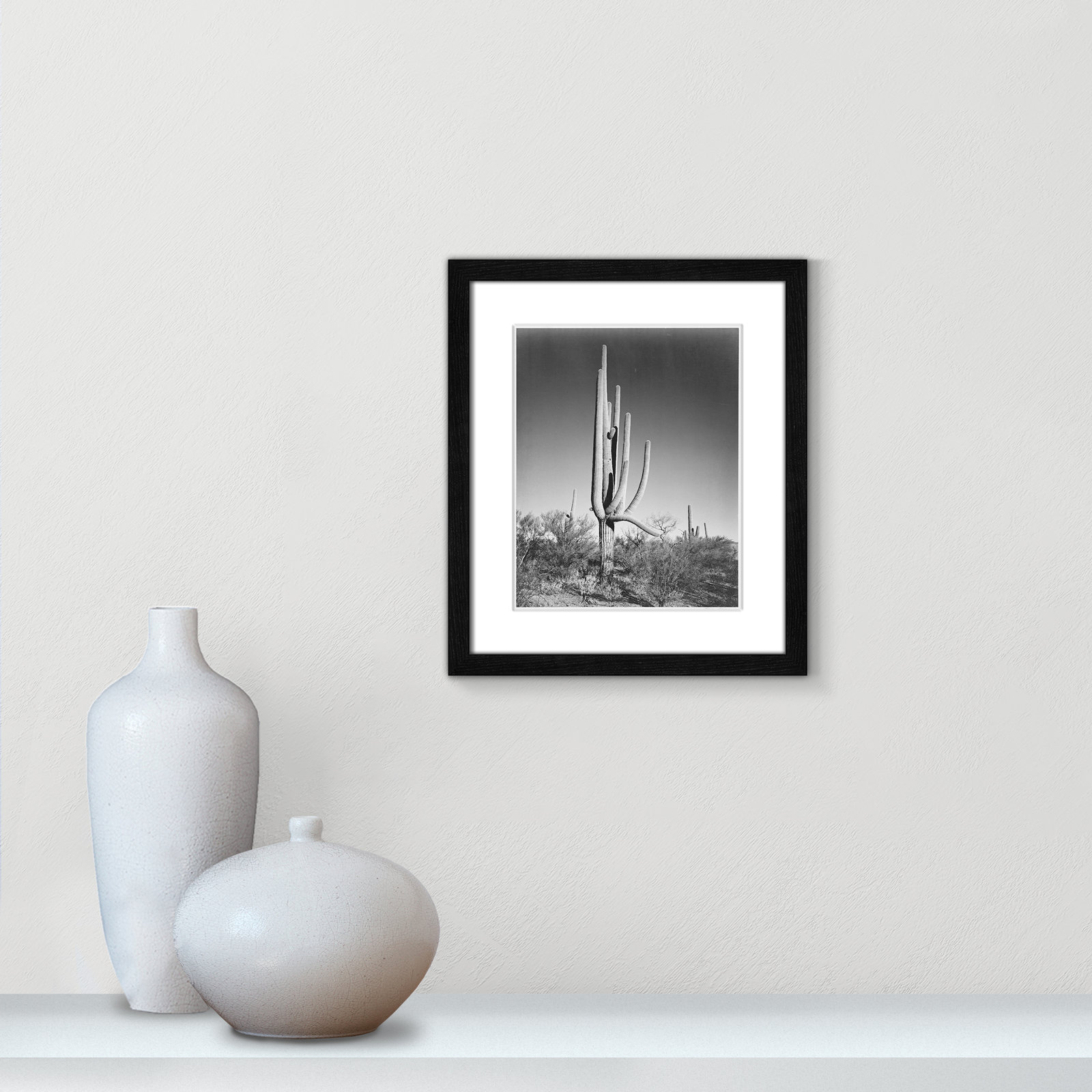 Saguaro National Monument Print by Ansel Adams, Black, 15" H x 13" W x 0.75" D