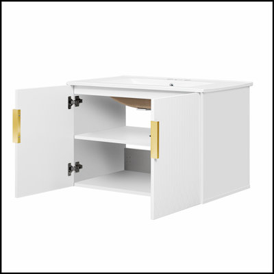 30-Inch Vintage Bathroom Vanity With Ceramic Sink, Dual Soft-Closing Doors, And Ample Storage For Elegant And Practical Bathrooms