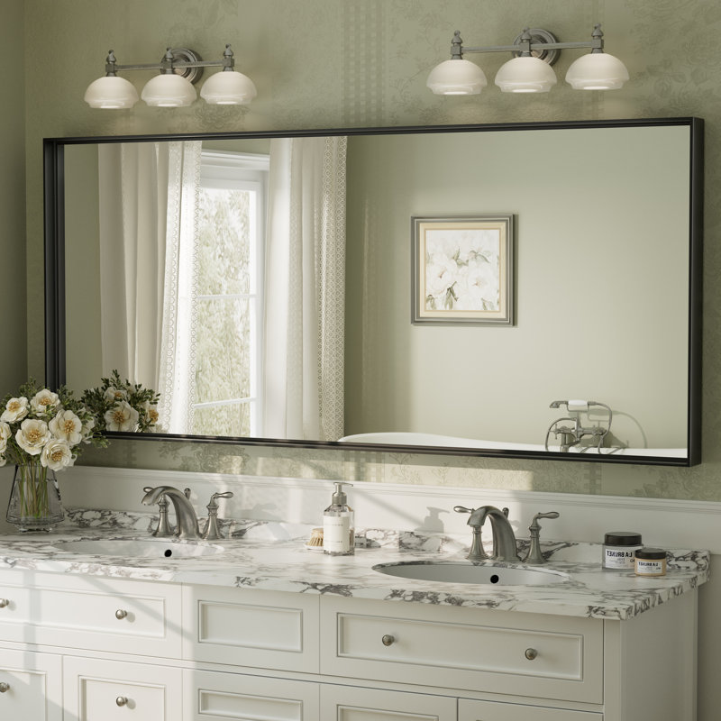 Miroir mural Aevar, 72 po x 32 po, Noir mat