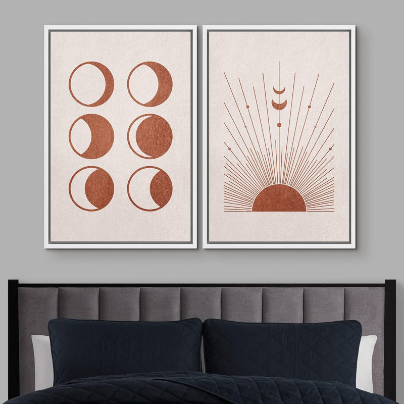Sun And Moon 2 - Pieces, White, 24" H x 32" W