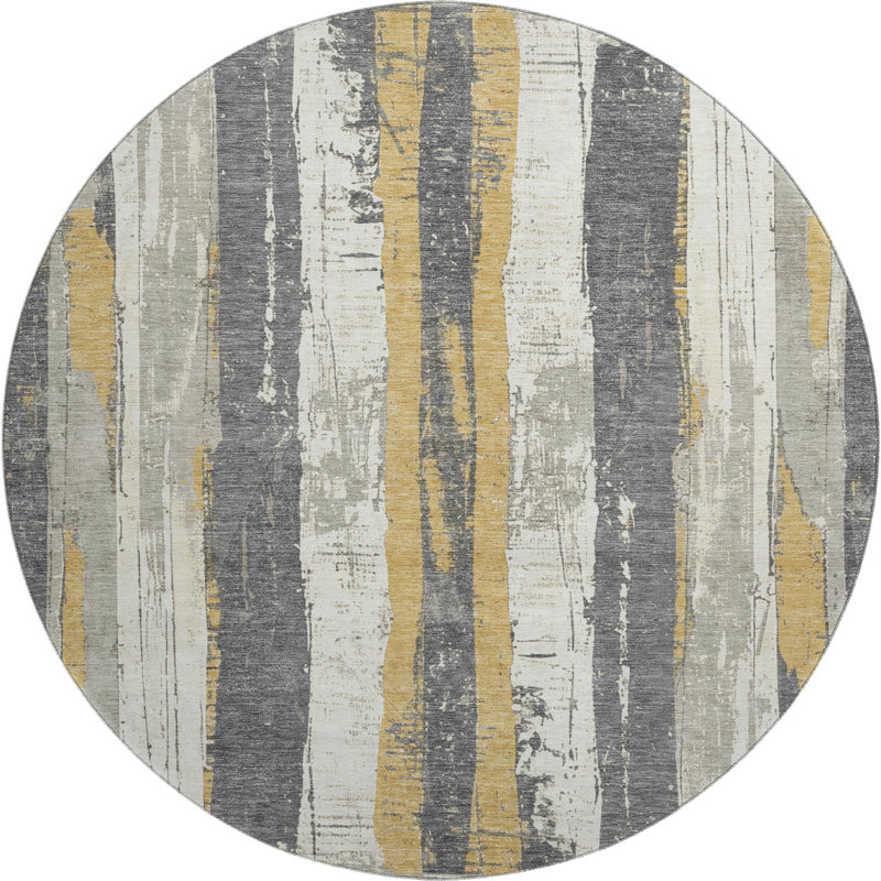 Premium Machine Washable Crestover AMF1872 Stripes Rug, Round 8'