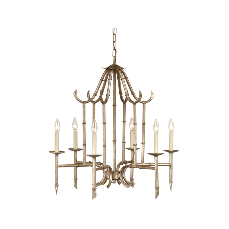 Heritage 6 - Light Classic / Traditional Chandelier, Antique Silver/Antique Patina