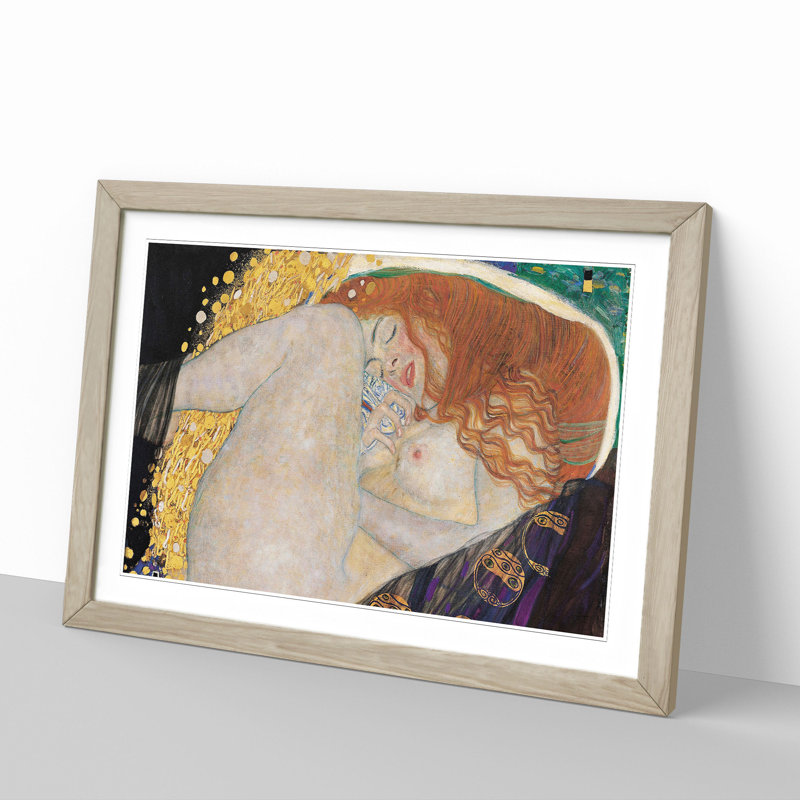 Danae Vol.2 by Gustav Klimt - Picture Frame Painting, Oak Framed, 27cm H x 36cm W x 2cm D