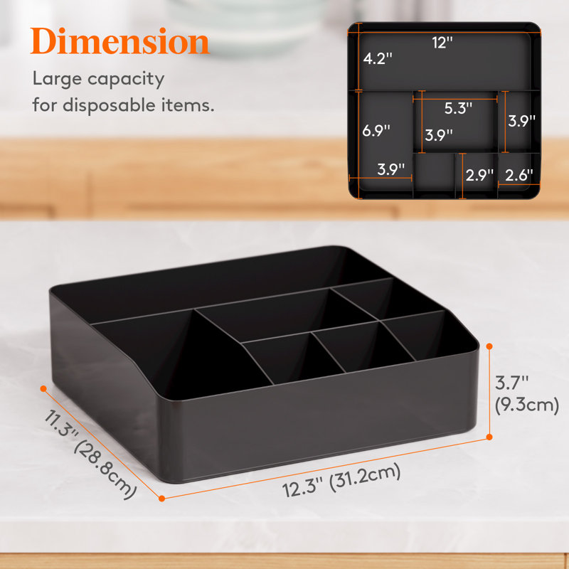Range-assiettes en papier pour comptoir de cuisine, porte-ustensiles en plastique pour la fête, porte-ustensiles avec 7 compartiments, boîte à couverts pour couverts