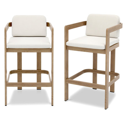 Tabouret de bar à assemblage rapide, tabouret de bar en aluminium au fini grain de bois, résistant aux intempéries et à la rouille, idéal pour les jardins et les patios