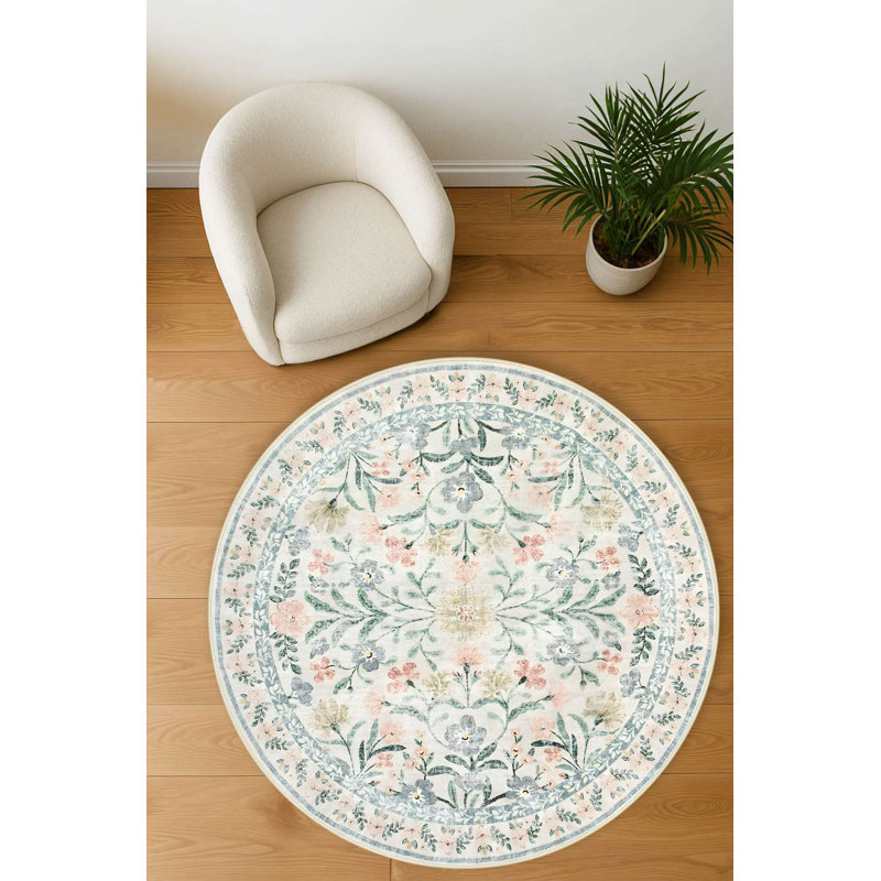 Tapis rond en coton Whispering Petals, Rond 2 pi 8 po