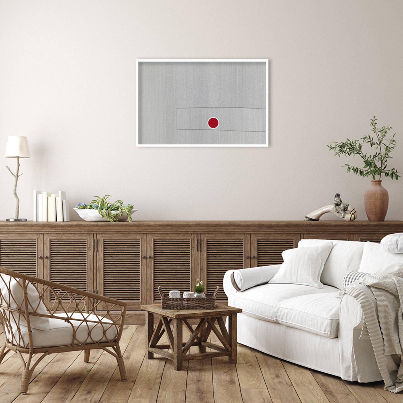 Grey Drawing Fifty Seven Print, White, 27" H x 41" W x 1" D