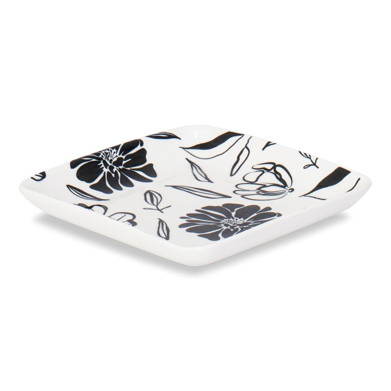Assiette à dessert carrée en porcelaine 4,5 po Jardin