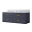 Meuble-lavabo simple bleu 48 po X P 22 po D, avec plateau en marbre de Carrare-914781404