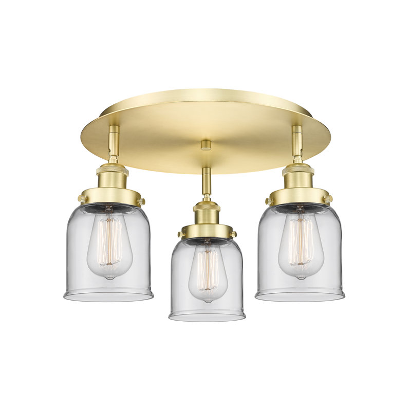 Bejtullah Glass Flush Mount, Satin Gold, Clear