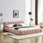 Structure de lit grand format - plateforme en chenille rose avec tête de lit et revêtement solide-19203752