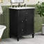 Meuble-lavabo 24 po avec lavabo, meuble-lavabo avec un tiroir rabattable et deux tiroirs, tablette réglable, bois massif et panneau de fibres à densité moyenne, noir-215456108