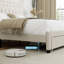 Lit plateforme en tissu d'ameublement avec 2 tiroirs Emanuell-673121296-778547799