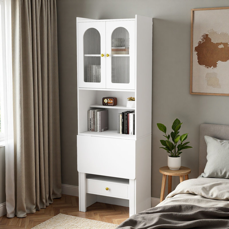 Table d'écriture convertible pliable, armoire de bureau peu encombrante avec tablette et tiroir, poste de travail mural multifonctionnel pour le bureau à domicile