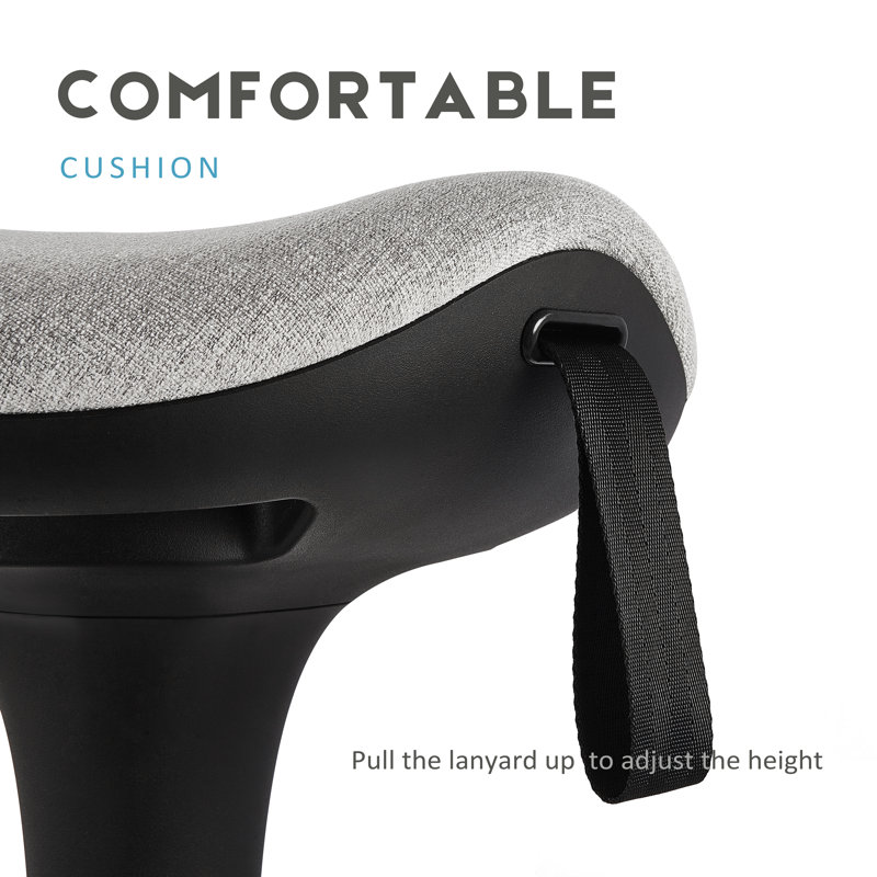 Adjustable Height Ergonomic Industrial Stool with Footrest, Grey