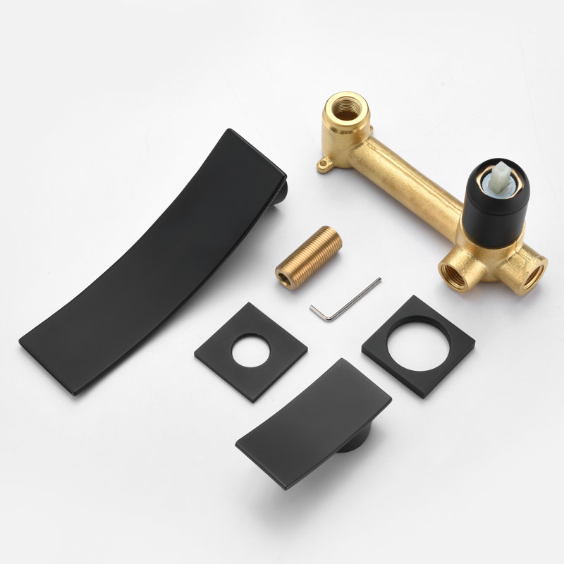 Wall Mount Bathroom Vanity Faucet, Waterfall Bathroom Faucet, Lavatory Faucet, Matte Black