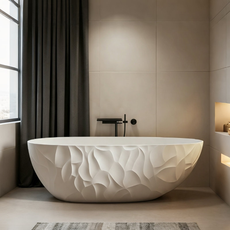 Baignoire autoportante ovale Modern Modern, H 21,65 po x l 62,99 po x P 30,71 po