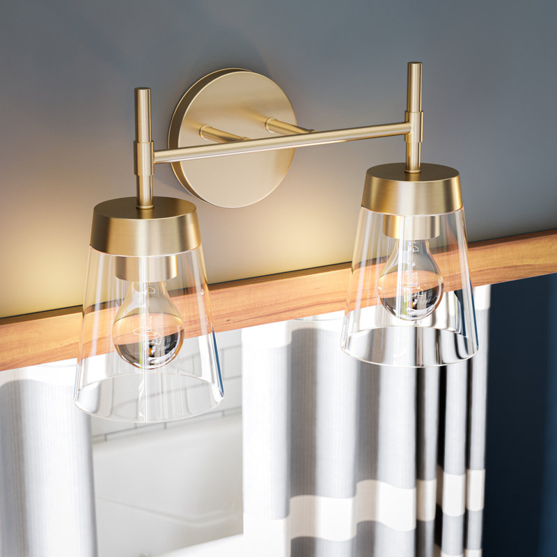 Éclairage pour salle de bain à 2 lumières à intensité variable Kaylin, Laiton antique