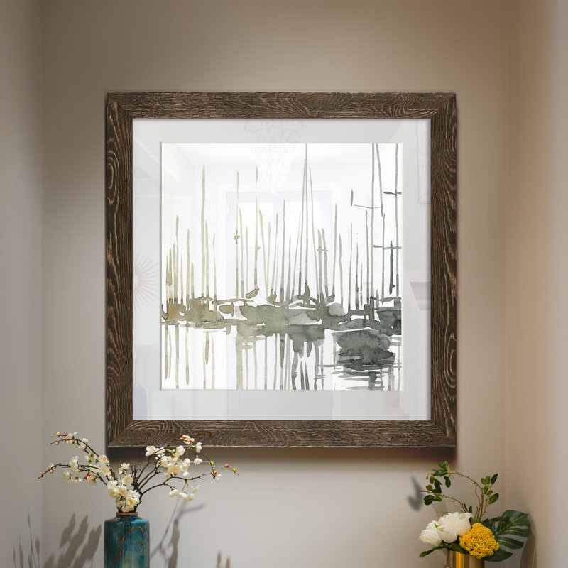 " Early Morning Wharf I ", White Framed Paper, 32" H x 32" W x 1" D