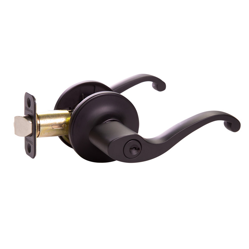 Scroll Lever Keyed Door Lever, Satin Nickel