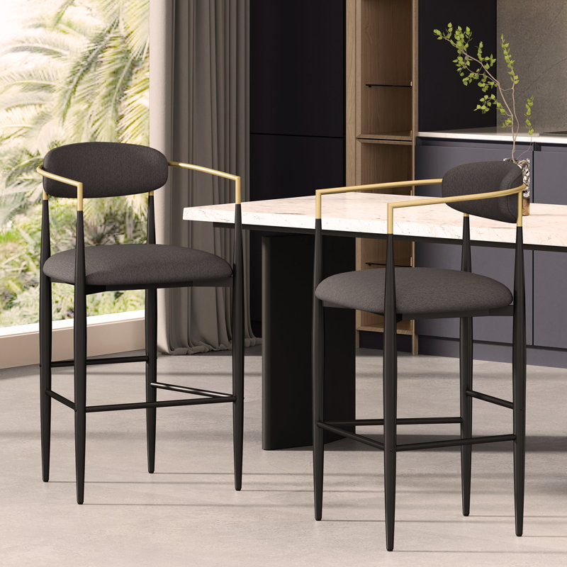 Tabouret de bar (ensemble de 2), Gris, Noir