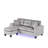 Sorenza 74"W Gray Velvet Reversible Sectional Sofa Chaise With LED Light-1014254834