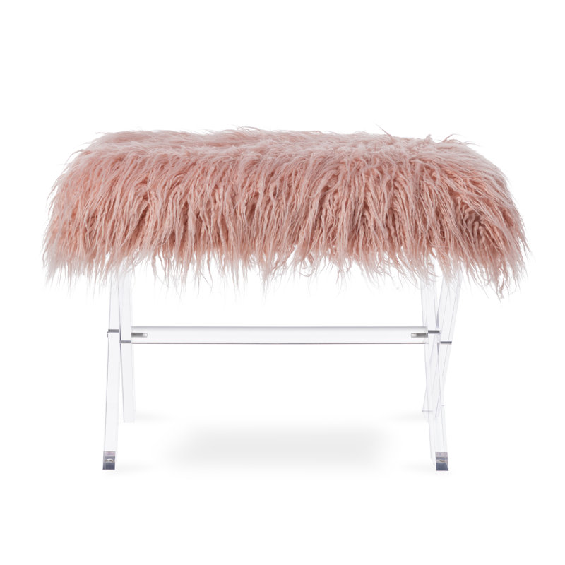 Tavarez Polyester Upholstered Bench, Pink