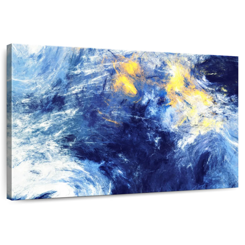 Avery Blue And Yellow Abstract, 30" H x 45" W