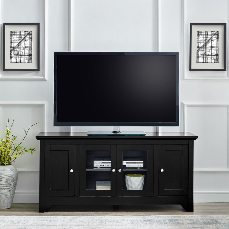 Meuble télé 52 po 4 portes pour téléviseur de 58 po ou moins Bracamonte, Noir mat