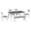 Ensemble de salle à manger 6 pièces de style classique et traditionnel, comprenant une table de salle à manger, 4 chaises rembourrées et un banc-126928305