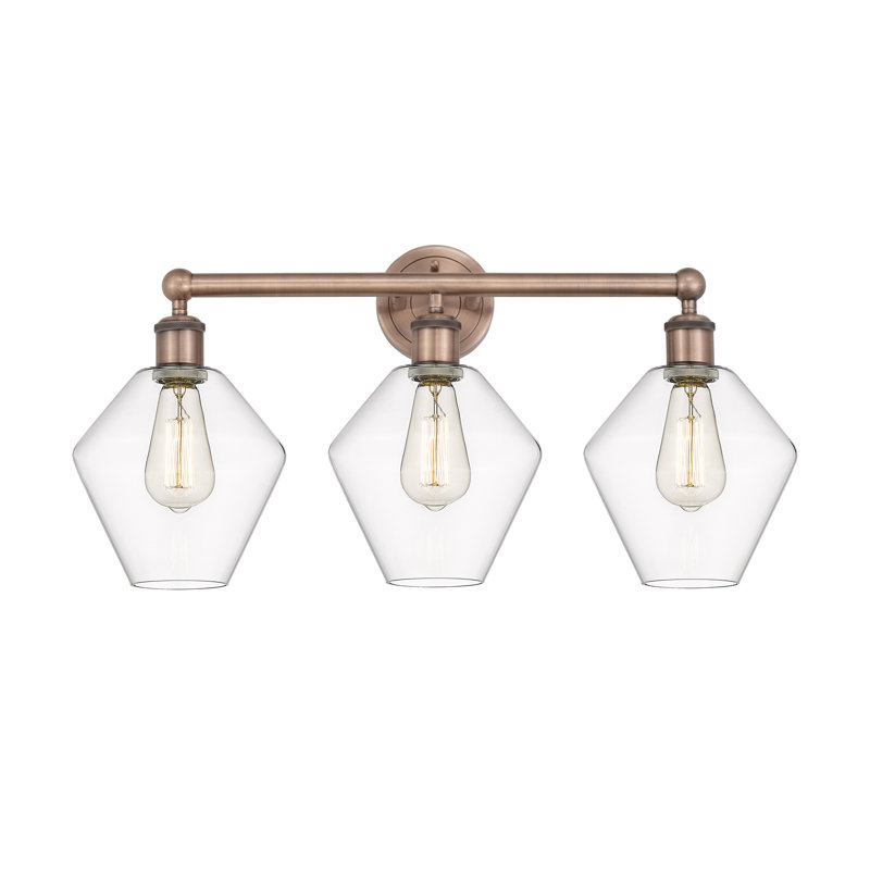 Éclairage pour meuble-lavabo 3 lumières Amylea, Clair, Cuivre antique