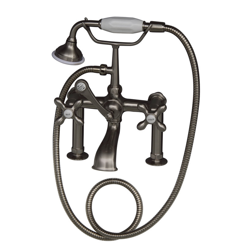 66'' x 31.13'' Soaking Cast Iron Bathtub with Faucet, Brushed Nickel