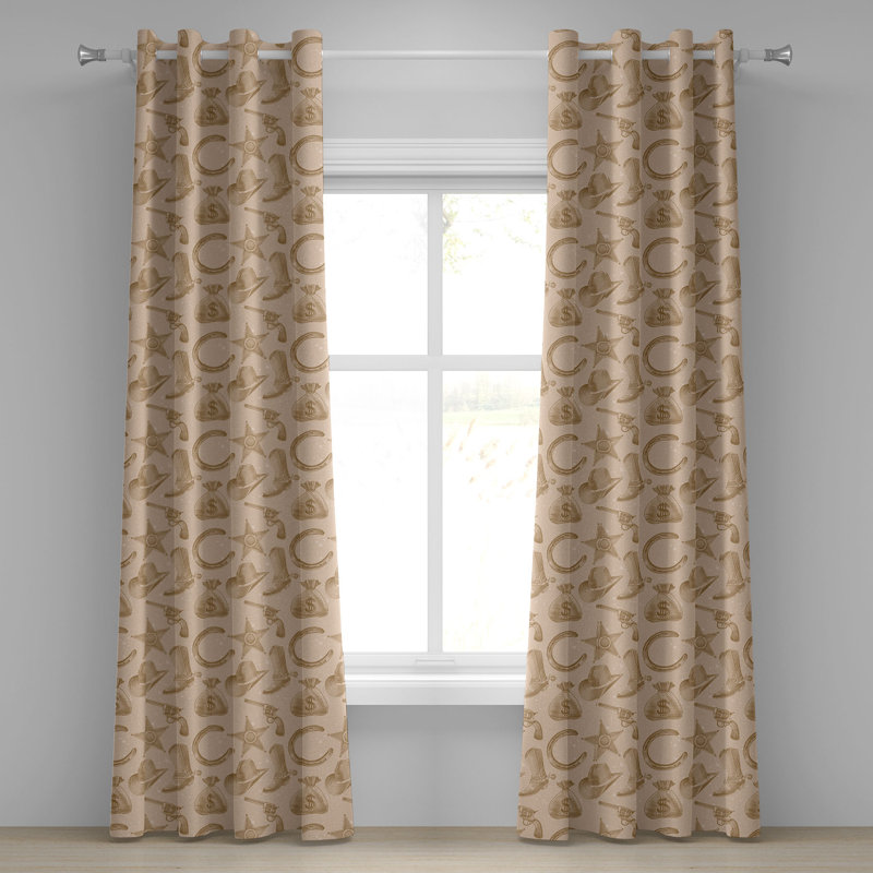 Rideau décoratif à œillets 2 panneaux Dakota Fields Western, brun clair, 50 po, L 50 po x L 108 po
