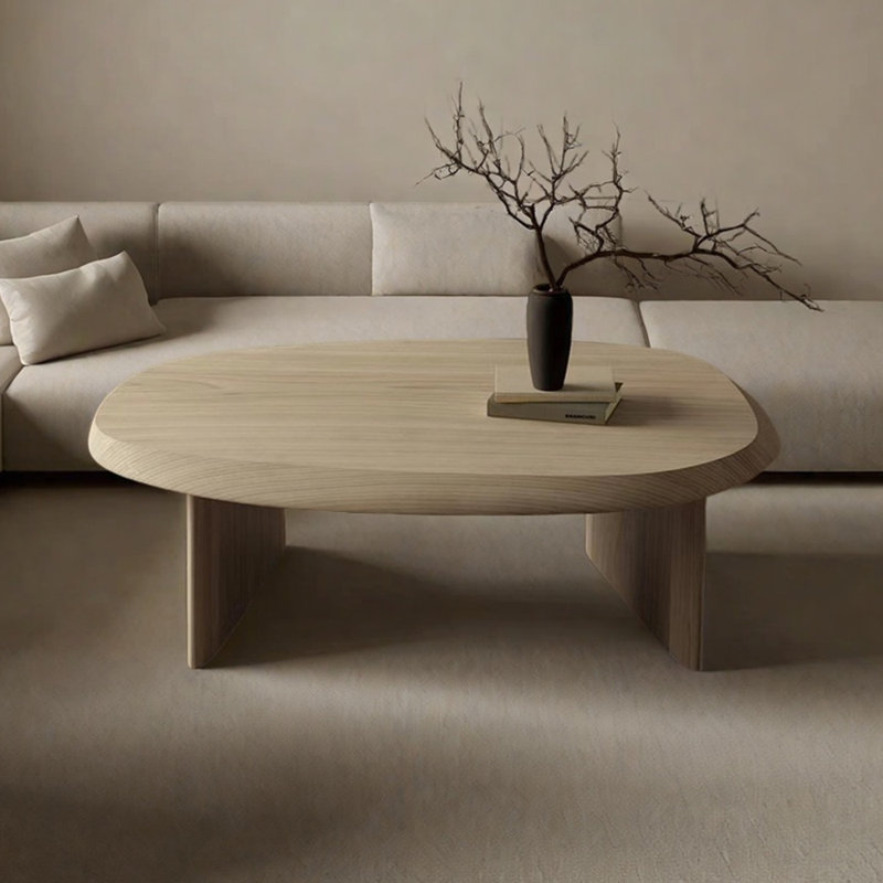 Table de bout ovale en bois massif, H 14,96 po x L 55,11 po x l 29,52 po