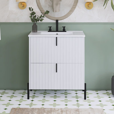 Ensemble de meuble-lavabo autoportant 30 po avec comptoir en céramique 30 po