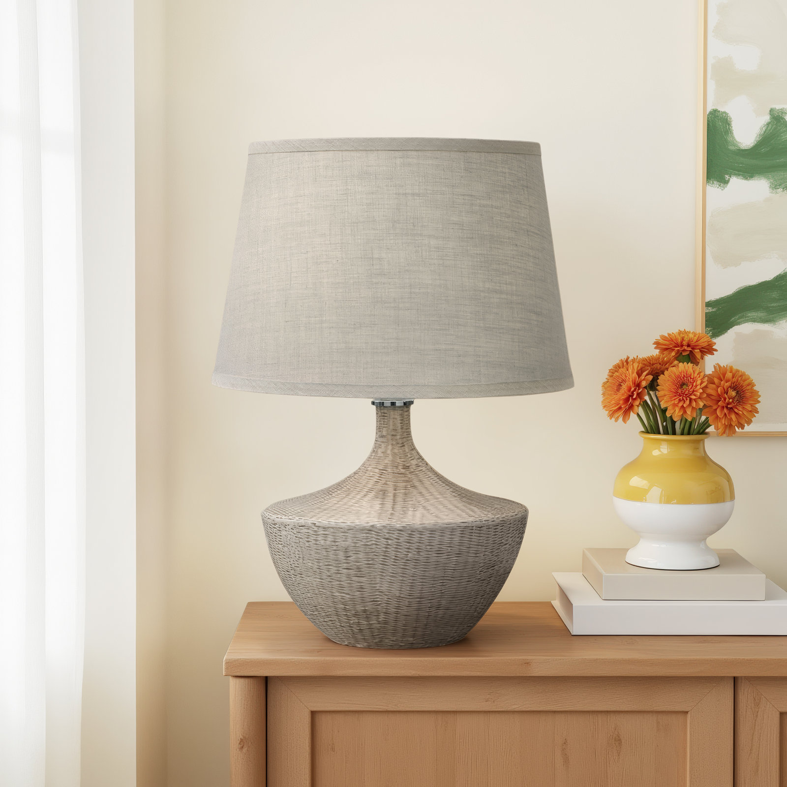 Basketweave Ceramic Table Lamp