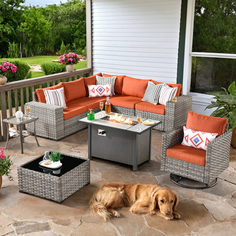 Baili 6 - Person Patio Conversation Set with Cushions, Beige