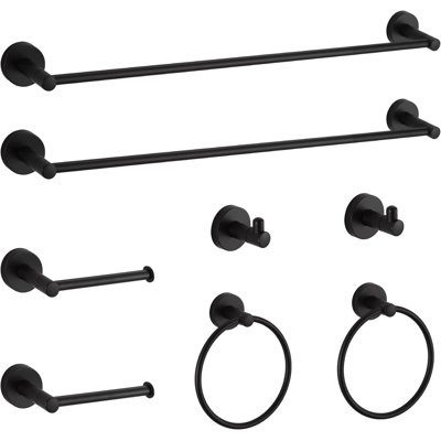 Bathroom Hardware Set - 8 Piece Towel Bar Set With Adjustable Towel Bar, Toilet Paper Holder, Robe Hooks And Towel Rings, Heavy Duty Rust Resistant Bathroom Accessories