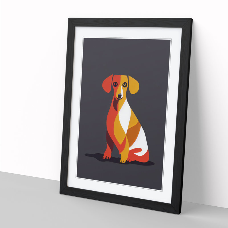 Hightsville Dachshund Minimalism - Picture Frame Print, Black, 64cm H x 46cm W x 2cm D